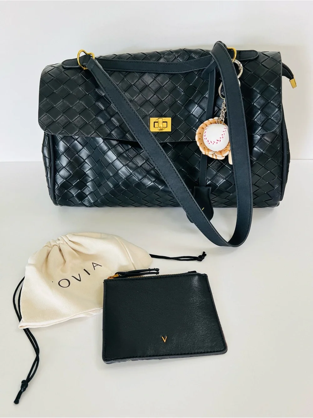 Vovia Bags Ciara Vintage Woven Shoulder Bag & Card Coin Pouch